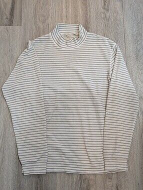 ✨3/$20✨ Uniqlo Striped Fleece Mock Neck Pullover Sweater - Size Large